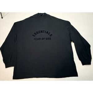 Fear of God Essentials Mens Mock Neck Black Oversized Long Sleeve Size L